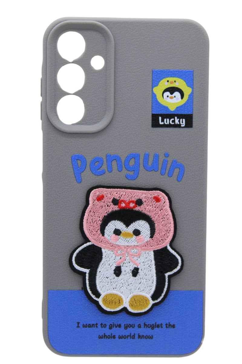 C.F.S Plastic Back Cover With Cute Design For Samsung Galaxy A15 / Samsung Galaxy A24 / Samsung Galaxy A25 - Grey & Pink