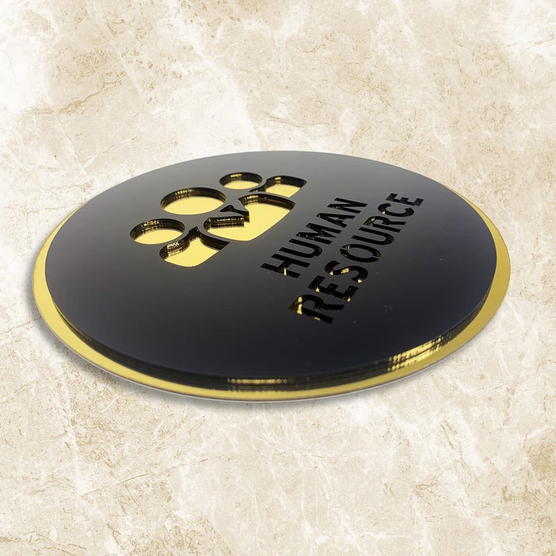 Vertical Root Inc ® Premium BLACK GOLD Finish Acrylic HUMAN RESOURCE DOOR Sign Easy to Mount 3M Self-Adhesive Tape Signage for Hotel Office Resort Society Corporate Business Hospital - Image 2
