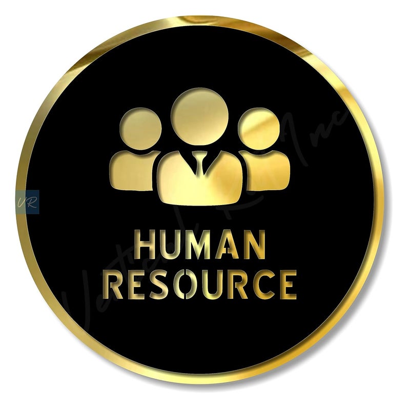 Vertical Root Inc ® Premium BLACK GOLD Finish Acrylic HUMAN RESOURCE DOOR Sign Easy to Mount 3M Self-Adhesive Tape Signage for Hotel Office Resort Society Corporate Business Hospital - Image 1