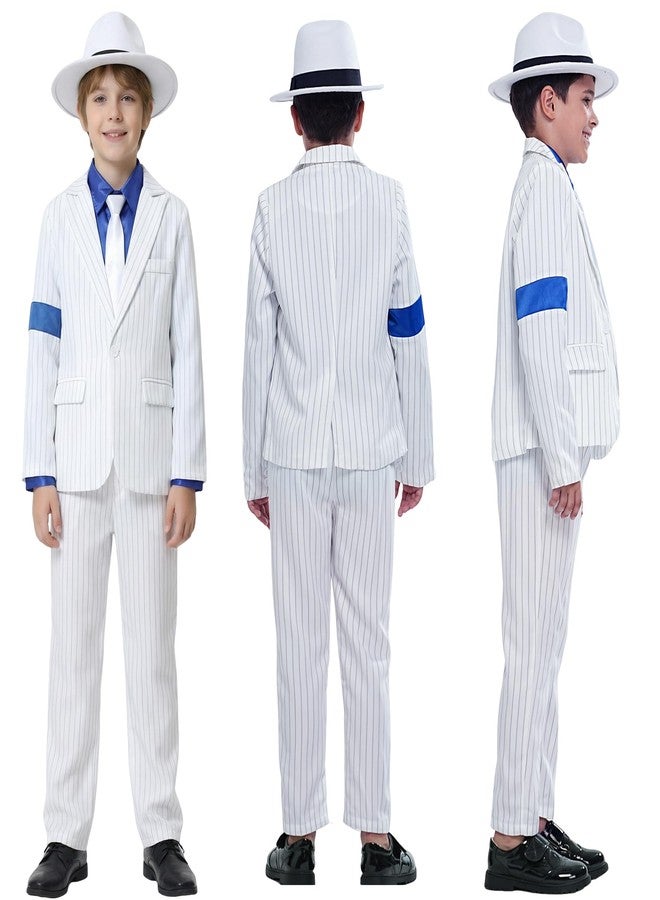 Ciguo Boys White Striped Blue Armband Suit Birthday Halloween Party Cosplay Costumes for Kids - Image 5