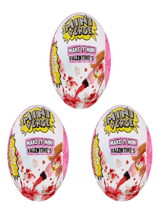 MGA's Miniverse Make It Mini Valentine's (3 Pack) Mini Collectibles, Mystery Blind Packaging, Seasonal, Sweetheart, DIY, Crafts, Resin Play, Replica Food, NOT Edible, Collectors, 8+ - Image 1