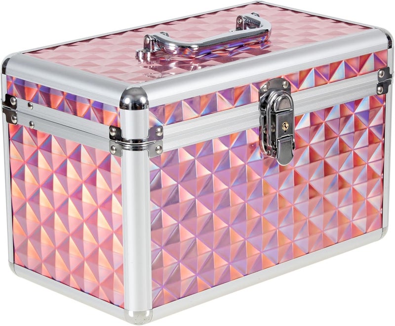 AR BRAND EST. 2021 Aluminium Hard Make Up Travel Storage Box Cosmetic Beauty Vanity Case Organiser - Image 1