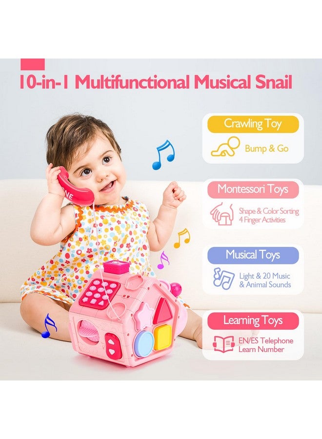 hahaland Baby Toys 6-12 Months, 10 In 1 Musical Crawling Snail Toys 6-18 Month Toys For 1 Year Old Girl Gifts, Montessori Toddler Toy Age 1-2 With Bilingual Learning, 1St Birthday Girl Gifts  - Image 2