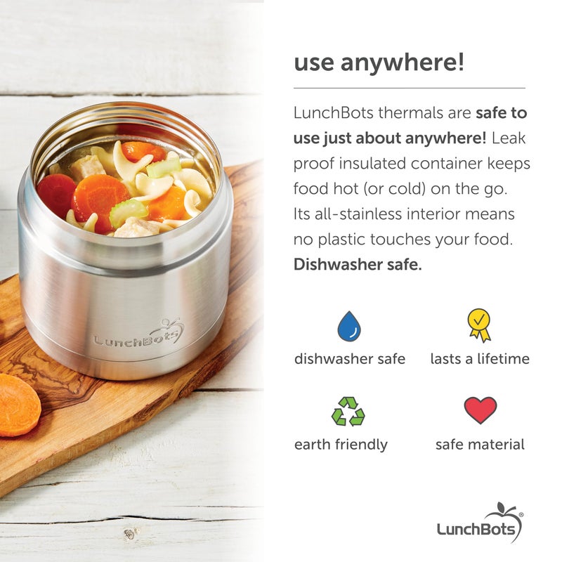 LunchBots 16oz thermos Stainless Steel Wide Mouth - Insulated thermos With Vented Lid - Keeps Food Hot or Cold for Hours - Leak-Proof Portable Thermal Food Jar is Ideal for Soup - 16 ounce - Navy - Image 3