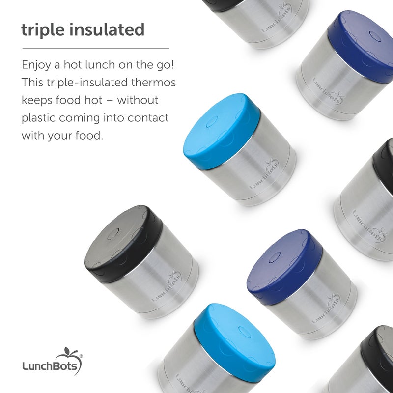 LunchBots 16oz thermos Stainless Steel Wide Mouth - Insulated thermos With Vented Lid - Keeps Food Hot or Cold for Hours - Leak-Proof Portable Thermal Food Jar is Ideal for Soup - 16 ounce - Navy - Image 5