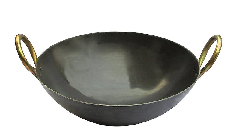 ZOOV 8inch Deep Bottom Iron Kadai/Kadhai for Cooking & Deep Frying with Strong Golden Rings - Image 5