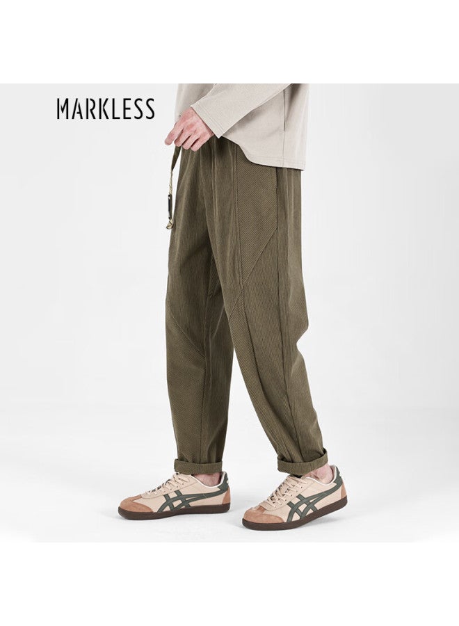 Markless Vintage Corduroy Pants Men Autumn Winter Loose Wrinkle-resistant Easy-care Casual Trousers Men's 3851 Brown 29 - Image 1