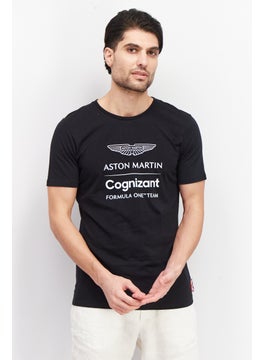 Aston Martin Men Crew Neck Short Sleeve Graphic Print T-Shirt, Black  - Image 1