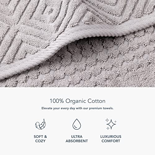 TexereSilk Texere 100% Organic Cotton Diamond Jacquard 700 GSM Luxury Bath Towel Sets - Ultra Soft and Absorbent Hotel and Spa Quality (Diamond, Cathedral Gray, 4 Bath Towels) - Image 2