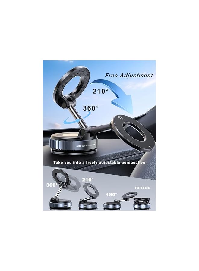 Green Tiger Upgraded 360° Nano Gel Vacuum Magnetic Phone Holder, Car Phone Holder for Magsafe[108+LBS Strongest Suction & 3000gf Strongest Magnetic], Suction Cup Phone Mount for Car/for iPhone 17 Pro Max - Image 5