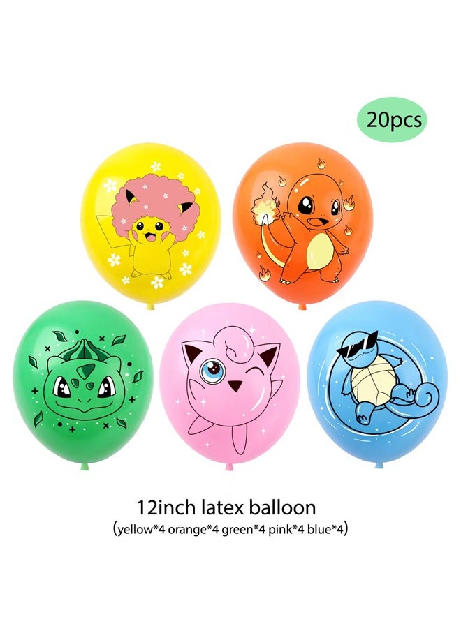 Zeemey - Pikachu Balloon Garland Set with  Happy Birthday Banner,Cake Topper,Perfect for Graduation Baby Shower Birthday Bachelorette Party Backdrop Decoration,Suitable for Indoor and Outdoor - Image 1