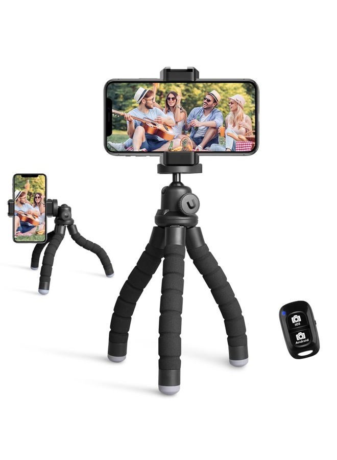 UBeesize Phone Tripod, Portable and Flexible Tripod with Wireless Remote and Clip, Cell Phone Tripod Stand for Video Recording, Medium - Image 1