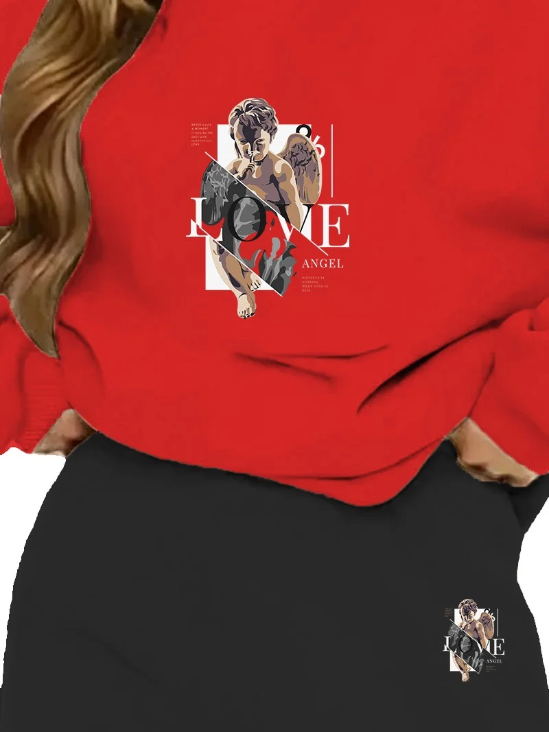دوغ فش Tracksuit Oversize Lovewhatyoudostreetwear Printed Tracksuit,lover,couple Combination Red