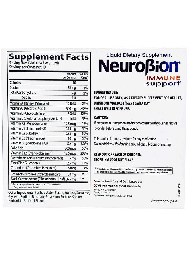 Neurobion Immune Support With Echinacea & Zinc 10 Vials X 10 Ml - Image 3