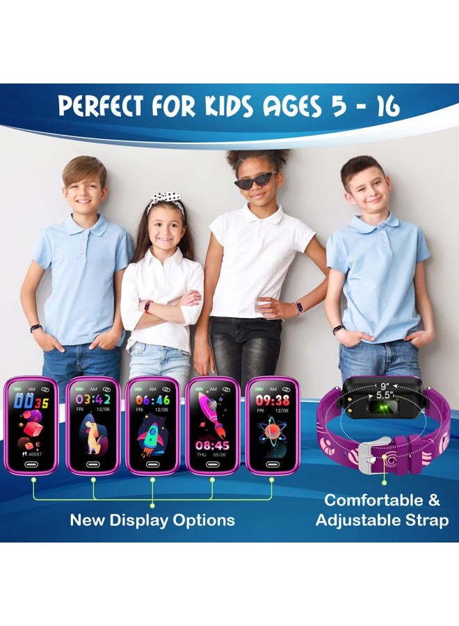 Inspiratek Kids Fitness Tracker for Age 5-16, 2022 Upgraded Kids Watch, Waterproof Pedometer with Sleep Monitor & Calorie Counter, Fitness Watch for Girls & Boys (Purple) - Image 3