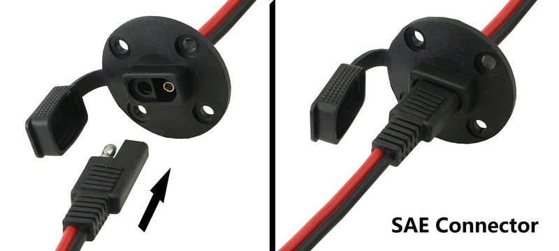 CERRXIAN 55cm 10AWG SAE Socket Solar Weatherproof Sidewall Port DIY Cord, SAE Quick Disconnect Wire Harness Panel Mount Power Cable with Cap - Image 5