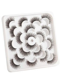 ORiTi False Eyelashes 10 Pairs Black Natural Full Eyelash for Women Easy to Stick on Upper Lash Line  - Image 1
