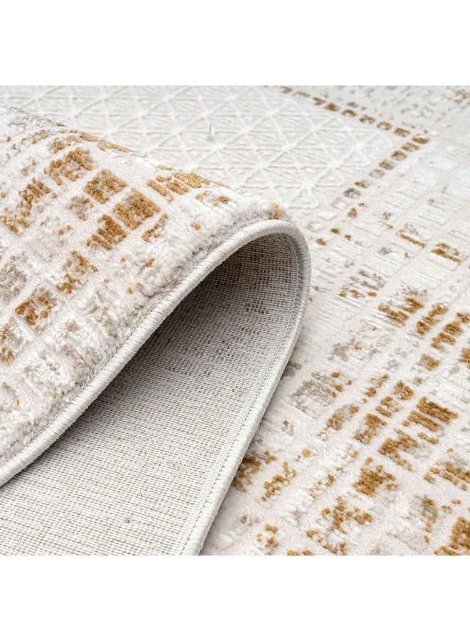 DANUBE HOME Amber Contemporary Rug  | Washable Contemporary Rugs Style | Polypropylene + Polyester Area Rug Floor Covering | Indoor Carpet For Living Room Dining Bedroom 200X300cm-White - Image 5