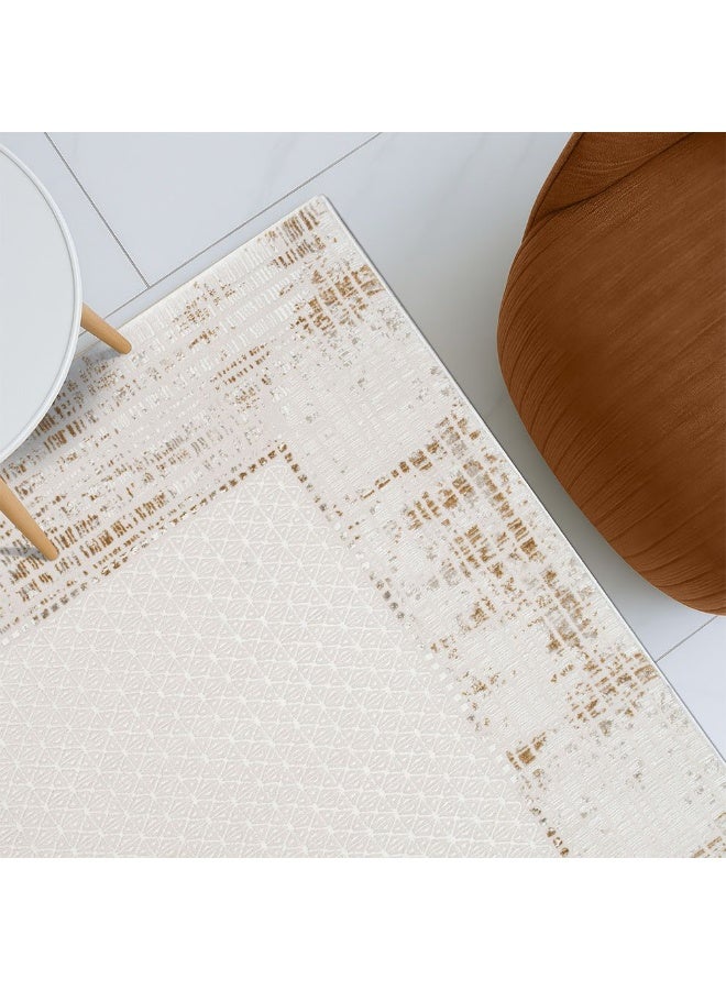 DANUBE HOME Amber Contemporary Rug  | Washable Contemporary Rugs Style | Polypropylene + Polyester Area Rug Floor Covering | Indoor Carpet For Living Room Dining Bedroom 200X300cm-White - Image 1