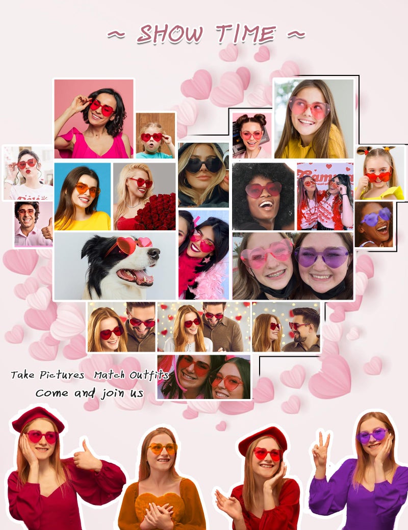 MIUSKATL 18 Pairs Heart Sunglasses, Rimless Heart Shaped Sunglasses Pack, Bulk Heart Sunglasses for Women, Colored Party glasses (Hot Pink) - Image 4