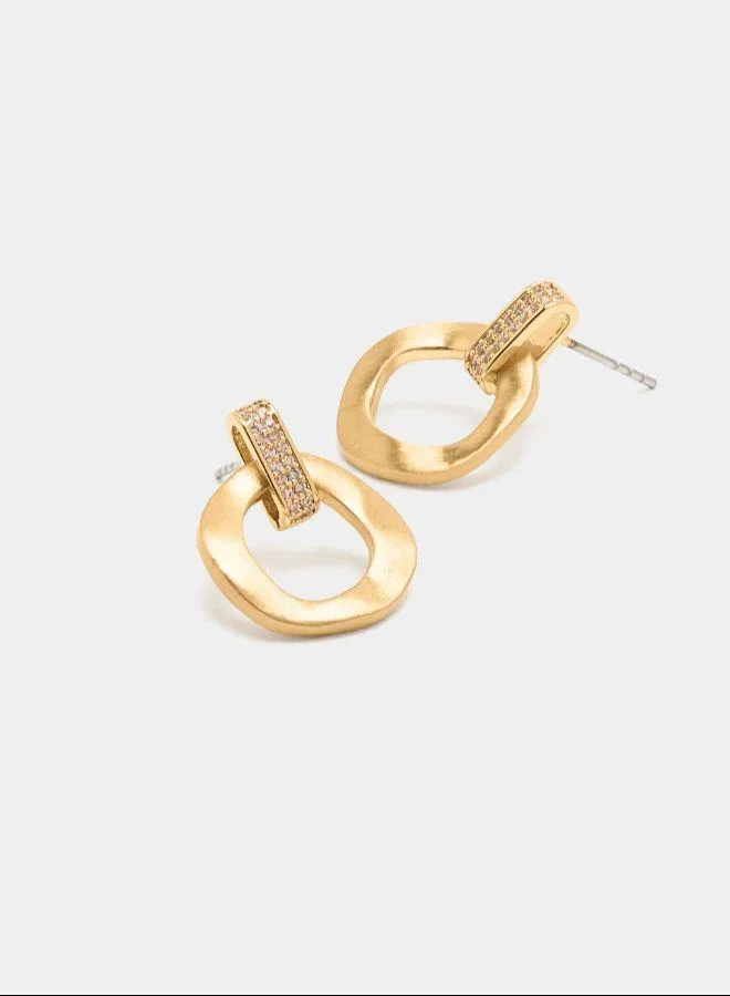 بارفوا أقراط دائرية غير منتظمة مع زركونيا مكعبة ذهبية