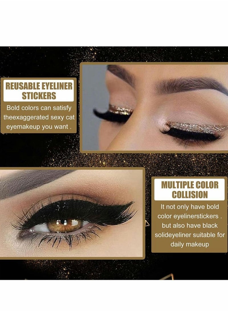 Y&D - Eyeliner Eyelash Stickers, 4 Pair Reusable Double Eyelid Tape Waterproof Stick on Eyeshadow Makeup Instant Outline Easy Quick Application Strip Stickers for Women Halloween - Image 1