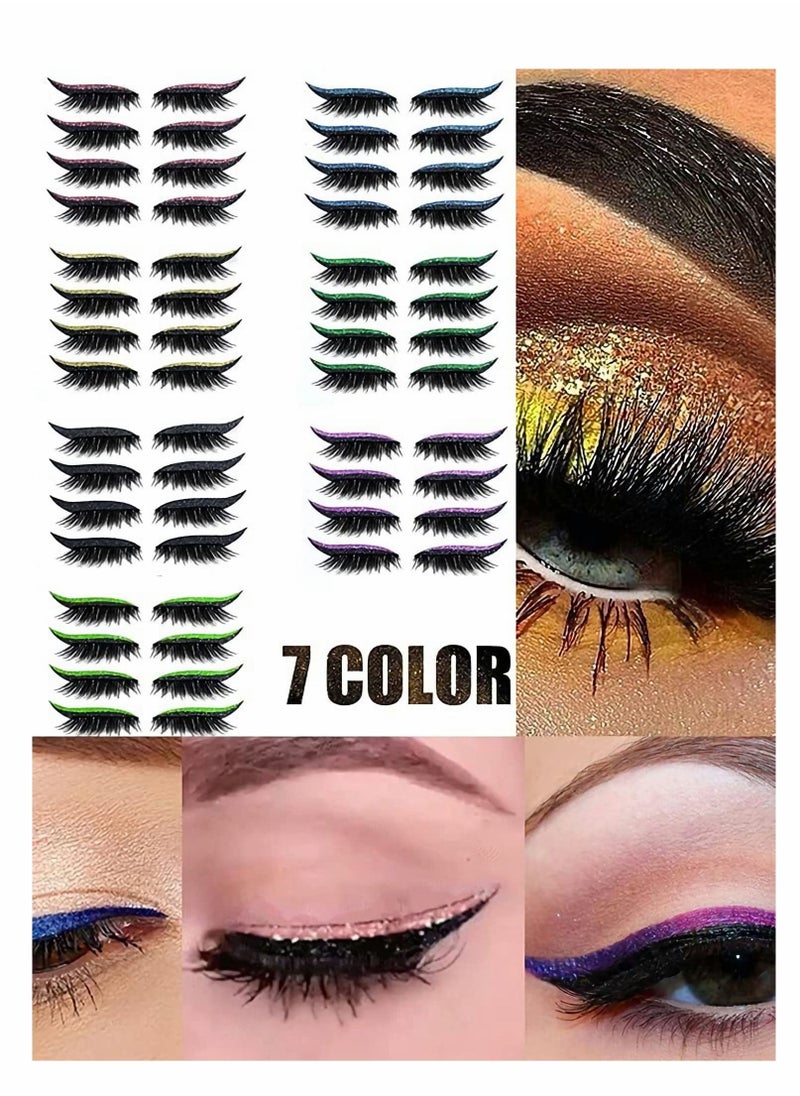 Y&D - Eyeliner Eyelash Stickers, 4 Pair Reusable Double Eyelid Tape Waterproof Stick on Eyeshadow Makeup Instant Outline Easy Quick Application Strip Stickers for Women Halloween - Image 1