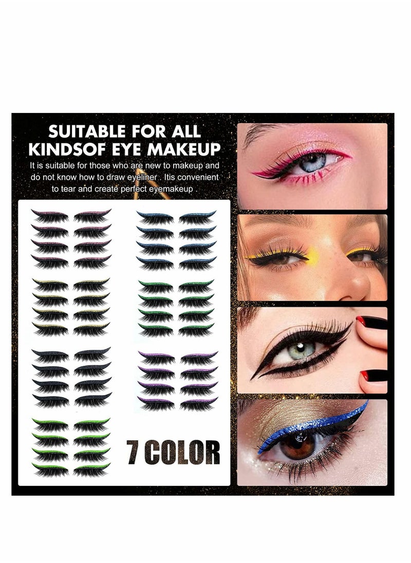 Y&D - Eyeliner Eyelash Stickers, 4 Pair Reusable Double Eyelid Tape Waterproof Stick on Eyeshadow Makeup Instant Outline Easy Quick Application Strip Stickers for Women Halloween - Image 1