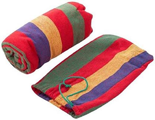 Luxafare 2 Person Camping Canvas Fabric Portable Garden Hammocks Striped Ultralight Outdoor Beach Swing Bed with Strong Rope - Image 5