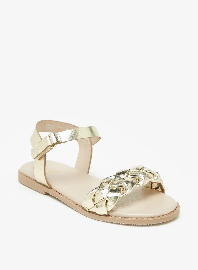 Flora Bella Strappy Flat Sandals with Hook and Loop Closure
