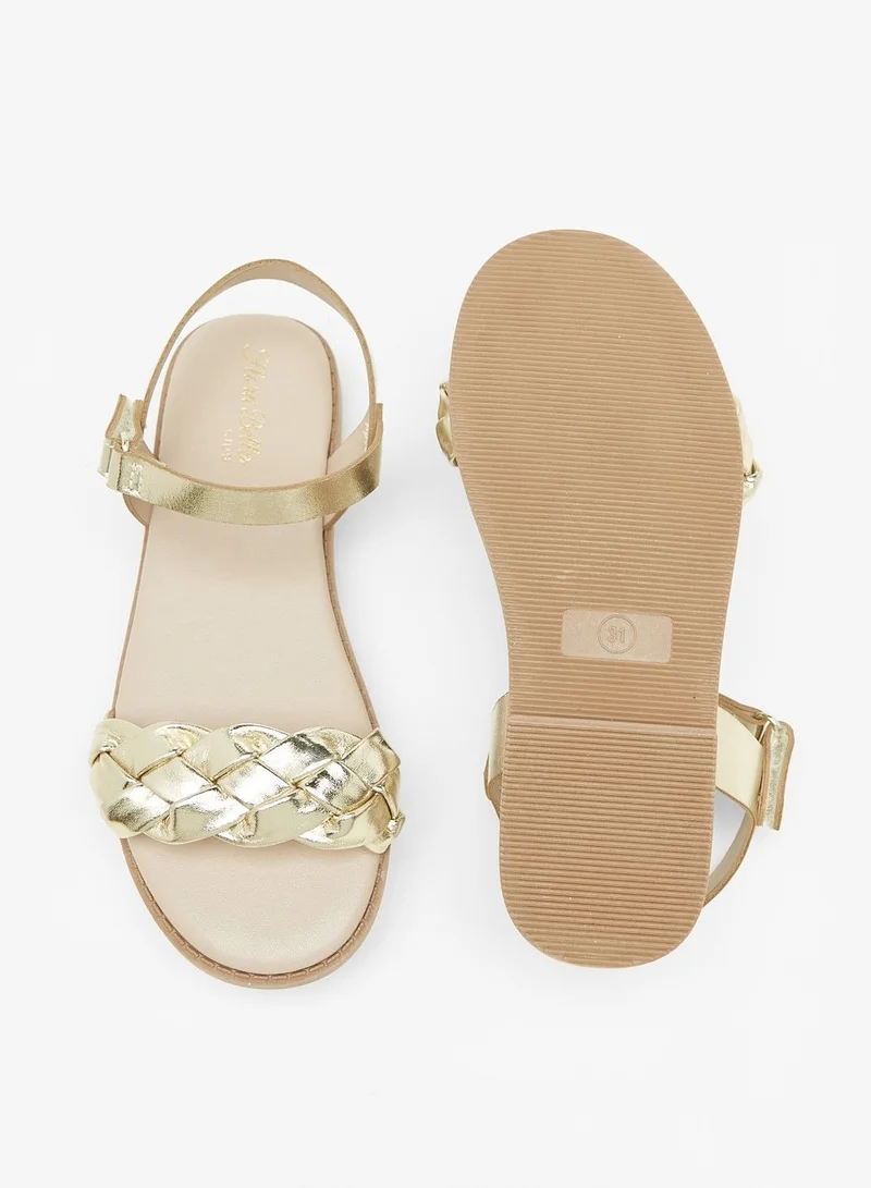 Flora Bella Strappy Flat Sandals with Hook and Loop Closure