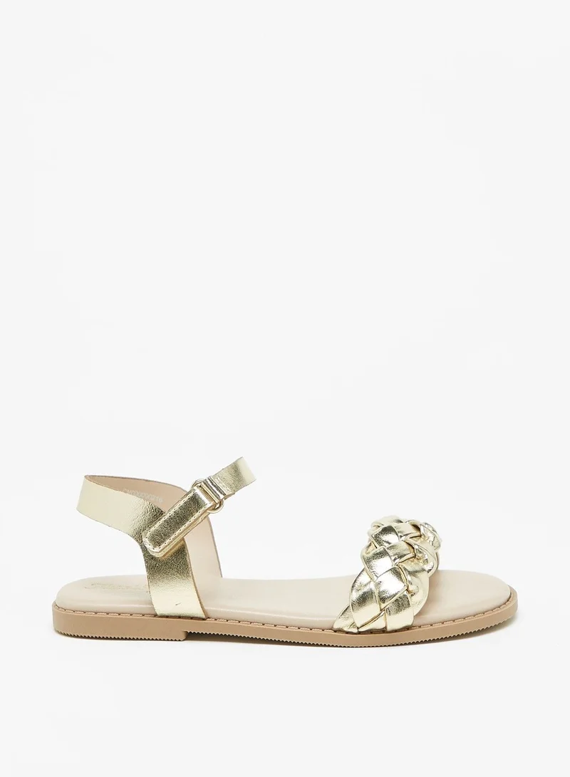 Flora Bella Strappy Flat Sandals with Hook and Loop Closure
