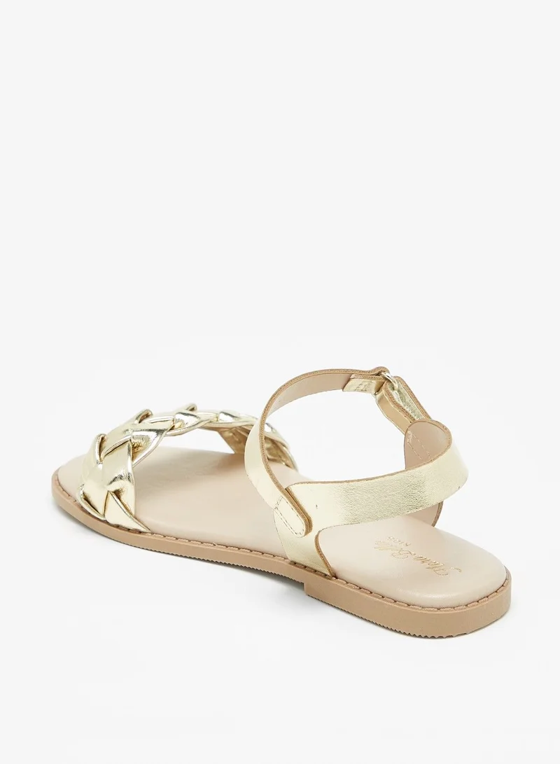 Flora Bella Strappy Flat Sandals with Hook and Loop Closure