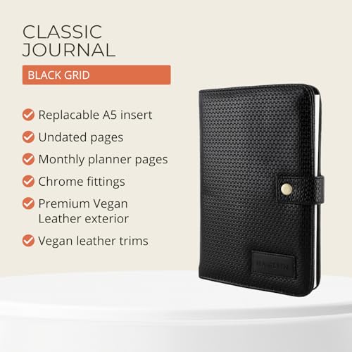 HAMELIN Notebook Diary 2026 | To Do List Journal | Undated Daily Planner & Organizer for Personal & Office Use | Ideal Gift for Men & Women | A5 | 200 Ruled Pages | 80 GSM | Black Grid - Image 4
