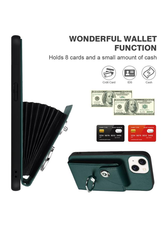 اس-توب جراب لهاتف iPhone 14 Plus مع حامل بطاقات وحلقات من البولي يوريثان وحافظة هاتف مع حبل - Image 4