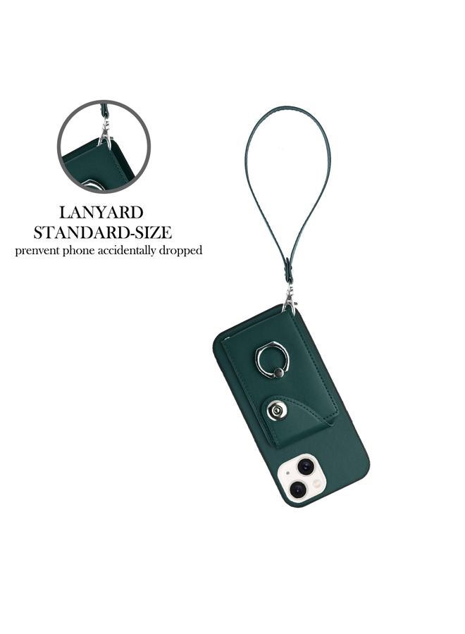 اس-توب جراب لهاتف iPhone 14 Plus مع حامل بطاقات وحلقات من البولي يوريثان وحافظة هاتف مع حبل - Image 3