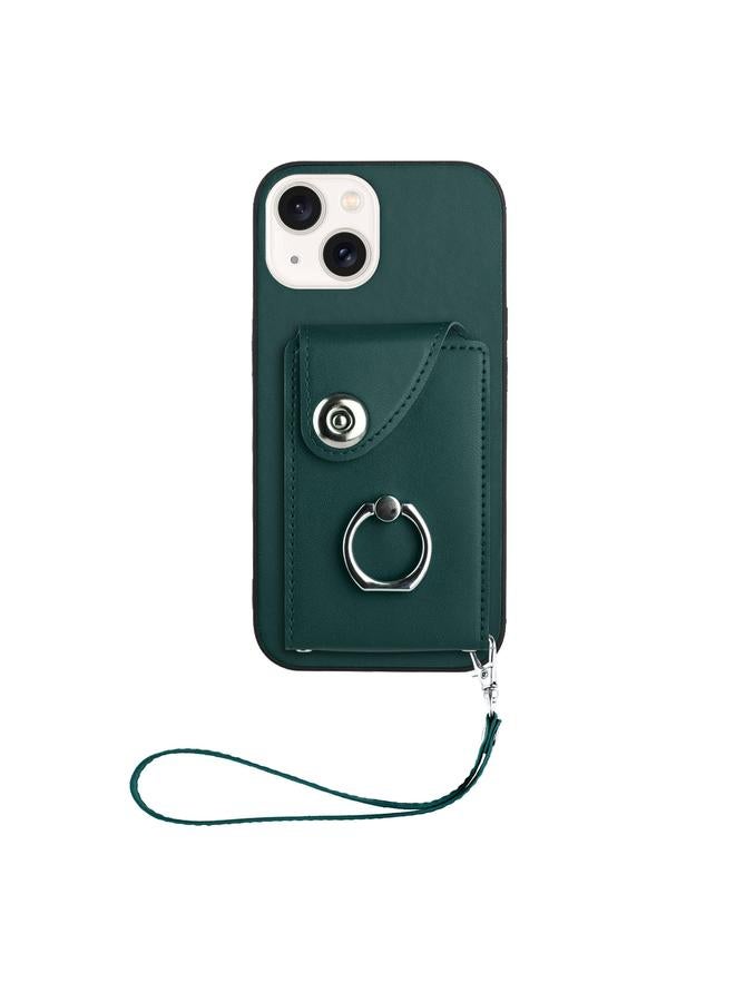 اس-توب جراب لهاتف iPhone 14 Plus مع حامل بطاقات وحلقات من البولي يوريثان وحافظة هاتف مع حبل - Image 2