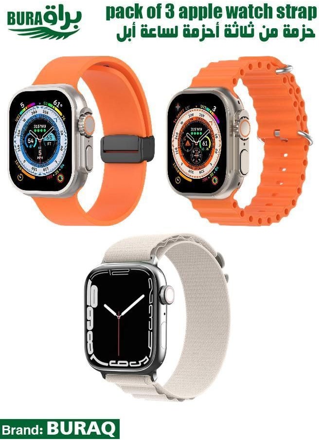 BURAQ - Apple Watch Band Strap For Apple Watch Ultra 2/Ultra 49mm, Series 10 46mm, 9/8/7 45mm, SE2/SE/6/5/4 44mm, 3/2/1 42mm - Image 1