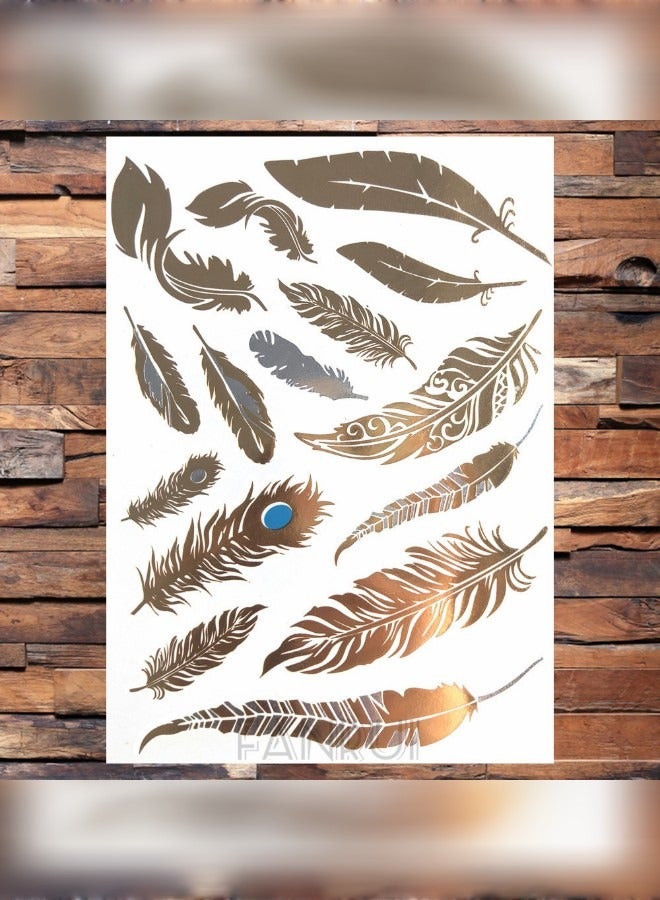 Beautifully Designed Tattoo Sticker Of Gold Feather For Hand And Body  - Image 3