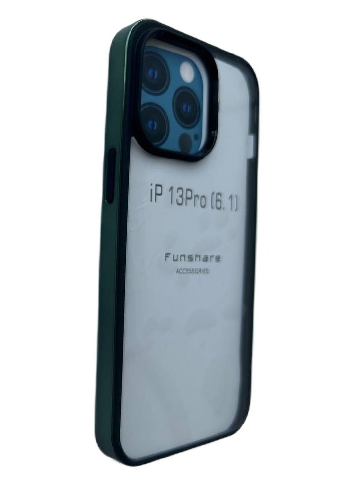 FunShare Clear Case with Metal Side for iPhone 13 Pro- Green - Image 4