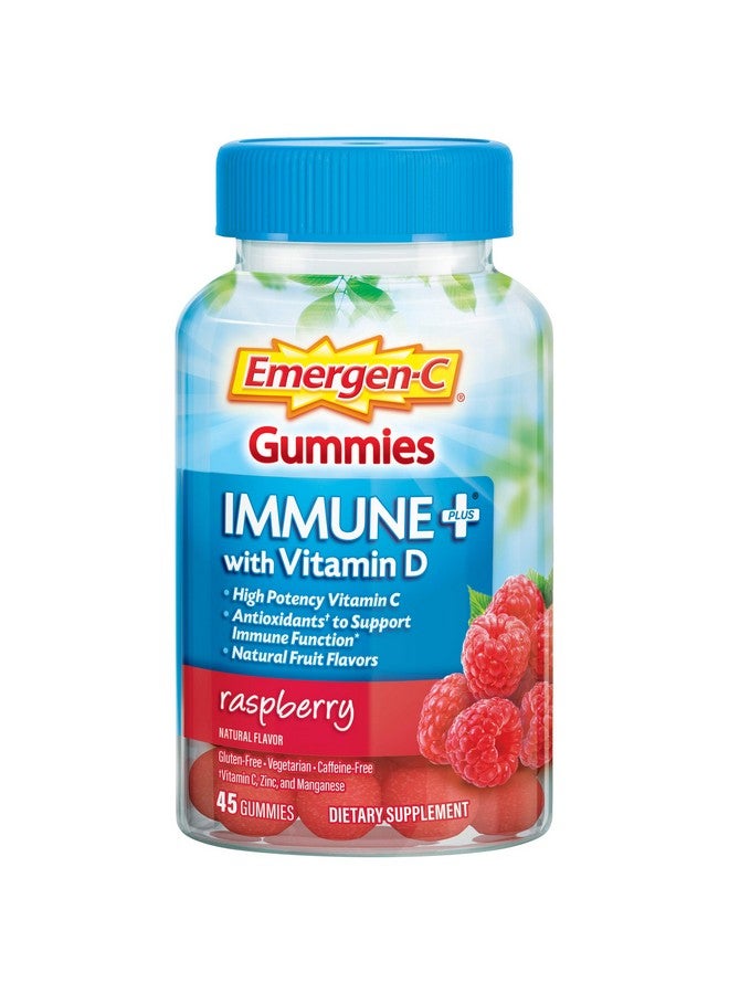 Emergen-C Emergen-C Immune+ Immune Gummies, Vitamin D Plus 750 mg Vitamin C, Immune Support Dietary Supplement, Caffeine Free, Gluten Free, Raspberry Flavor - 45 Count - Image 1