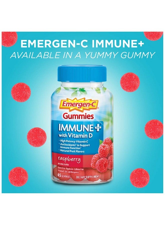 Emergen-C Emergen-C Immune+ Immune Gummies, Vitamin D Plus 750 mg Vitamin C, Immune Support Dietary Supplement, Caffeine Free, Gluten Free, Raspberry Flavor - 45 Count - Image 4