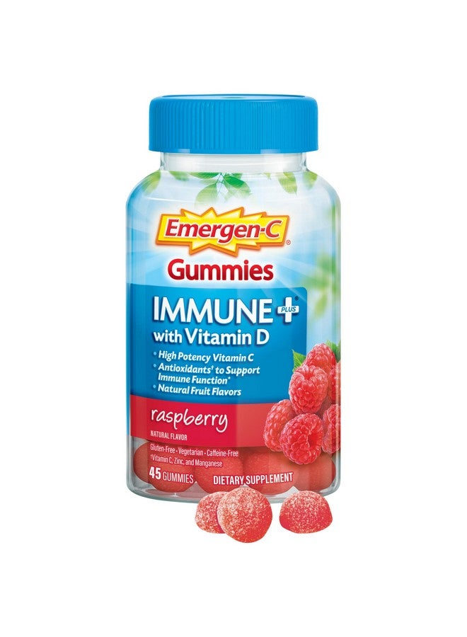 Emergen-C Emergen-C Immune+ Immune Gummies, Vitamin D Plus 750 mg Vitamin C, Immune Support Dietary Supplement, Caffeine Free, Gluten Free, Raspberry Flavor - 45 Count - Image 5