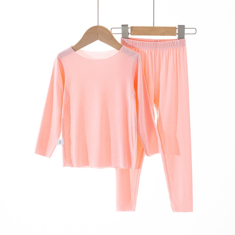 Children'S Long-Sleeve And Long-Pants Modal Set, Thin Seamless Pajamas For Boys And Girls, Big Kids' Thermal Underwear - Image 1