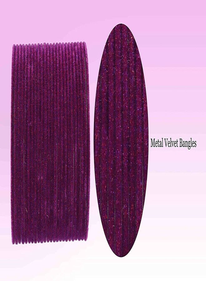 ZULKA Non-Precious Metal Base Metal with Velvet worked Glossy finished Bangle Set For Women/Girls, (Purple_2.4 Inches), Pack Of 48 Bangle Set - Image 4