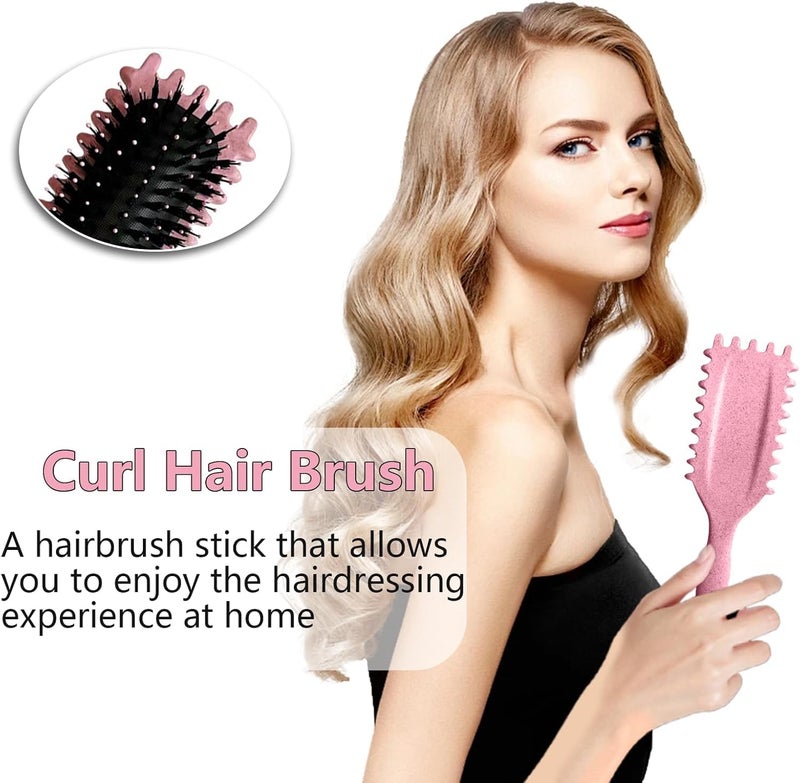 Jiffix Curly Hair Brush – Curl Defining & Detangling Brush for Women & Men – Boar Bristle Styling Brush for Shaping, Combing & Enhancing Natural Curls – Suitable for All Hair Types (pink) - Image 3