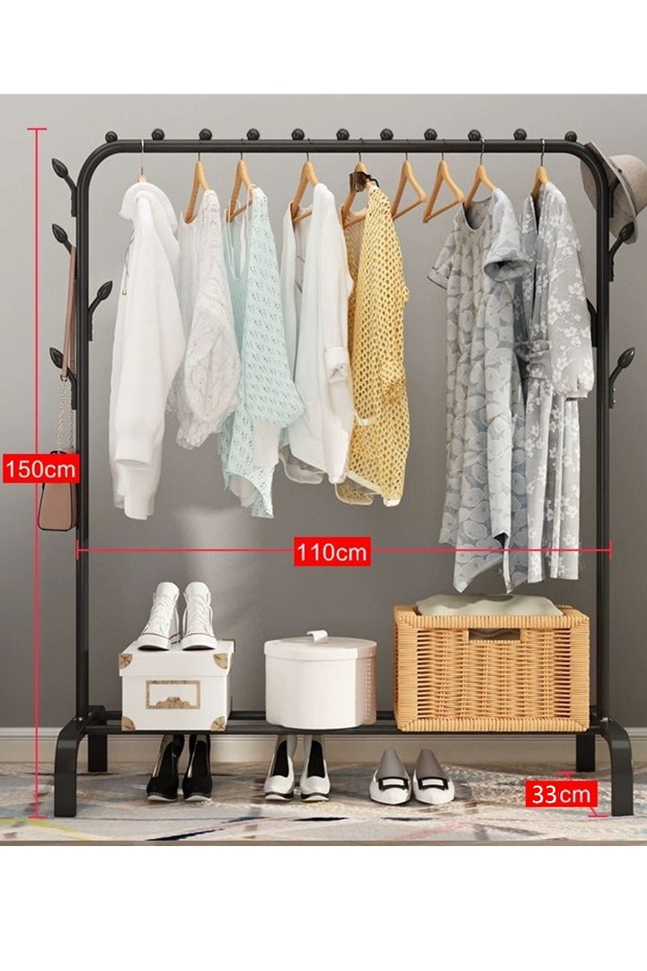 Single-layer single-pole hanger with side hook black-steel - Image 2