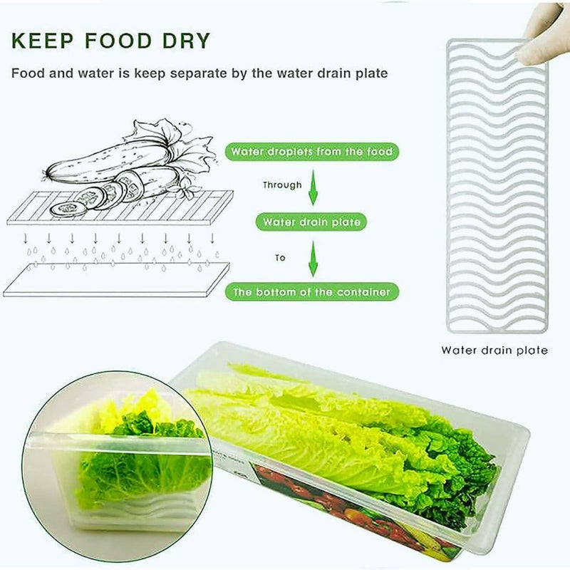 VIDHYADEVAM VIDHYADEVAM Fridge Storage Boxes Fridge Organizer with Removable Drain Plate LidStackable Portable Freezer Storage Containers Tray To Keep Fresh for FishMeatVegetablesFruit 1500 ML Pack of 1  - Image 4