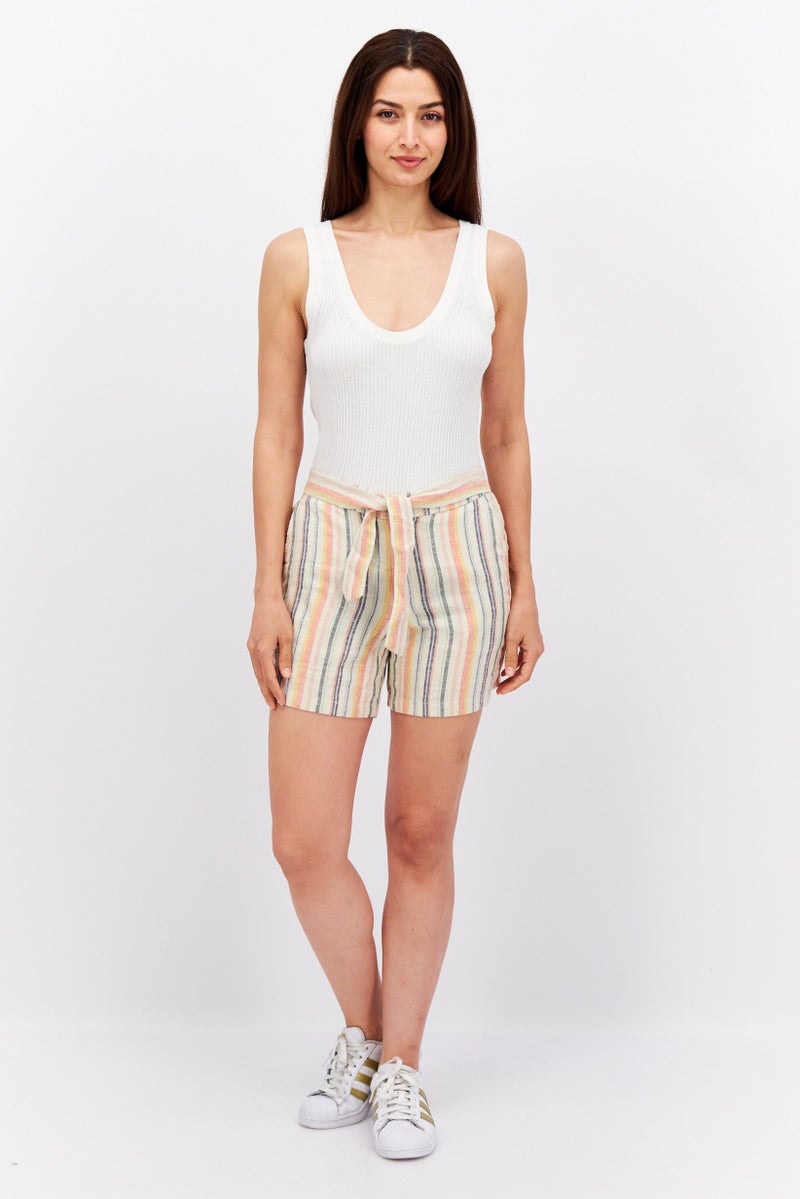 ESPRIT شورتات أساسية مخططة للنساء، بيج - Image 4