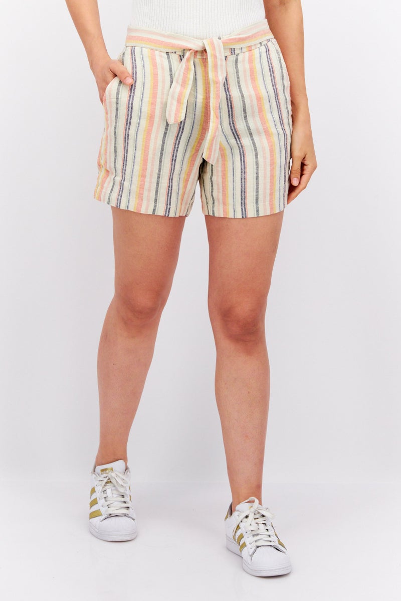 ESPRIT شورتات أساسية مخططة للنساء، بيج - Image 1